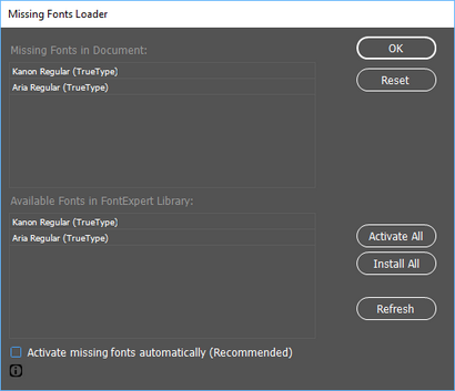 Manual activation of fonts